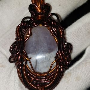 Celestine in Copper Hand Woven Wire Wrap